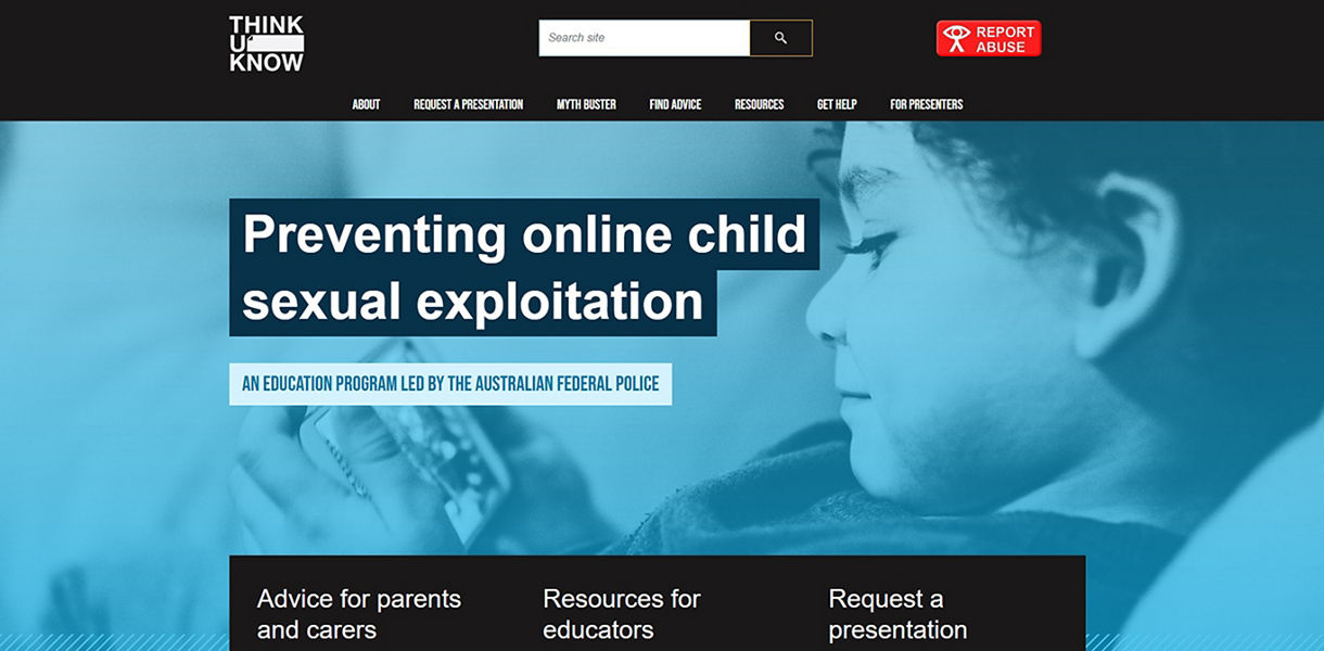 A screenshot of the ThinkUknow website