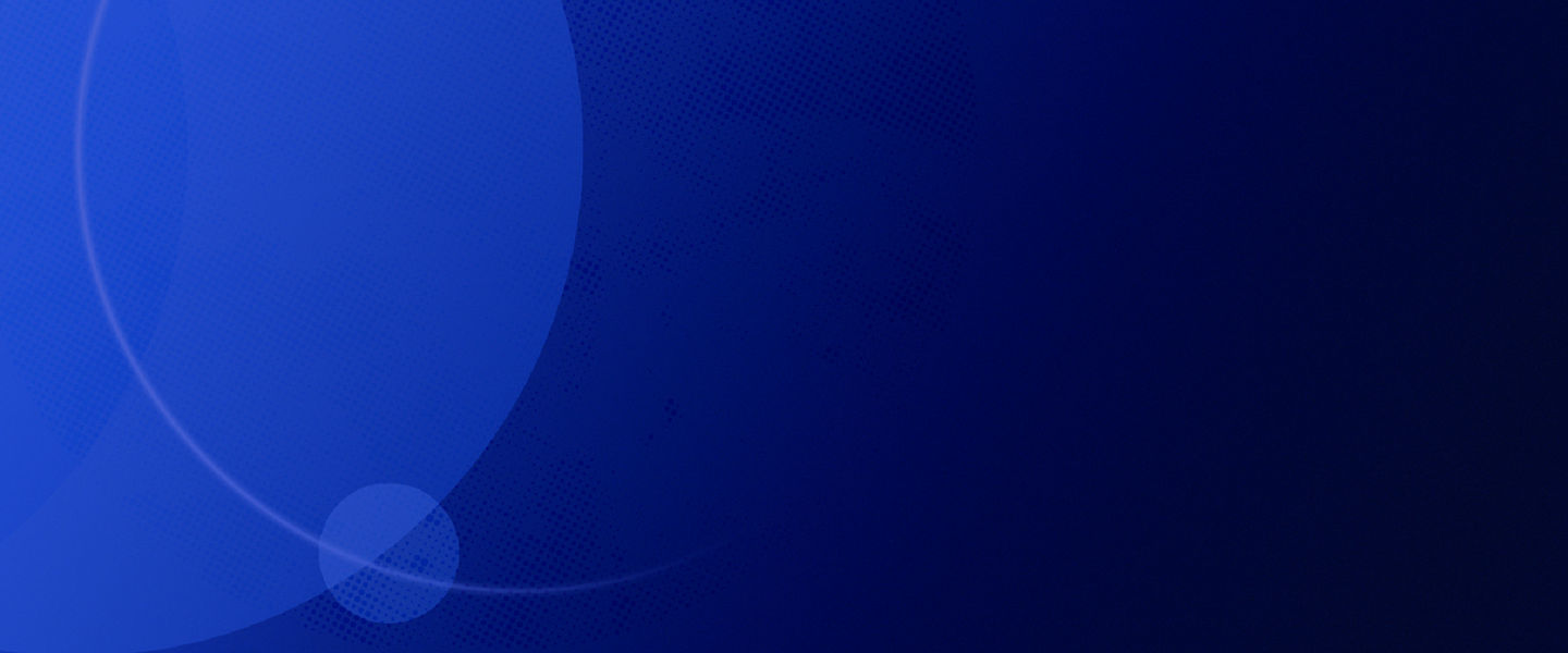 Banner with several blue accents