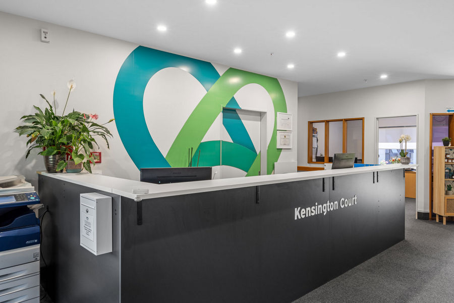 Reception desk at Alden Aged Care Home & Village Kensington Court
