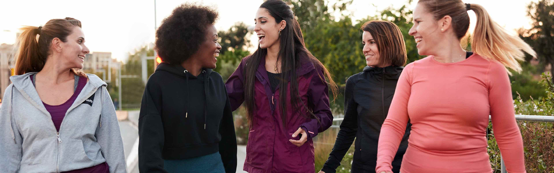 Diverse group of women walking