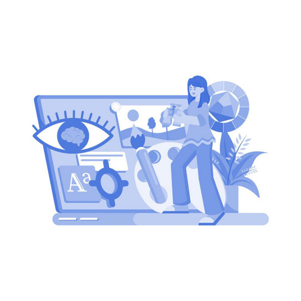Illustration of girl on computer
