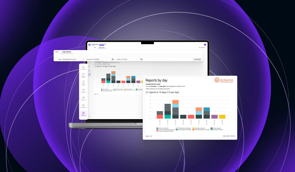 Antenno's reporting dashboard interface