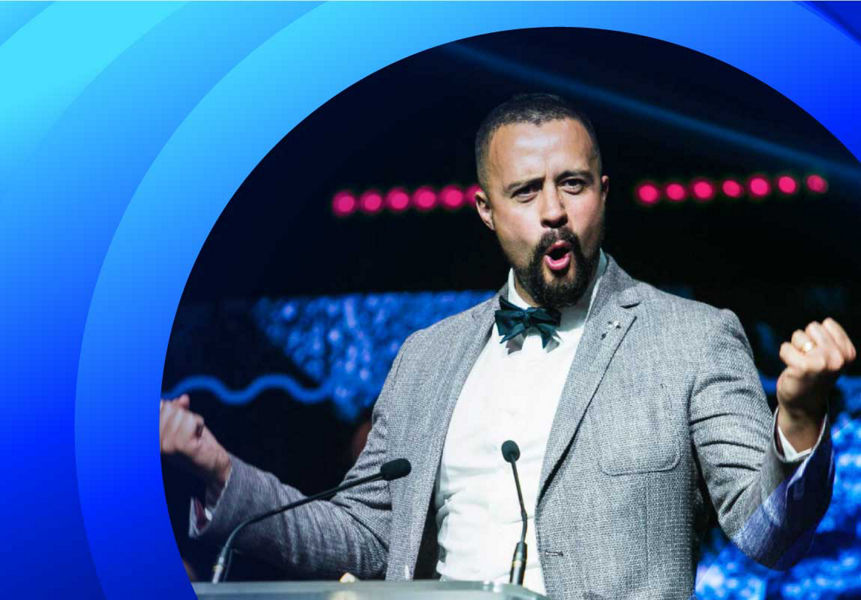 A Datacom employee celebrating at an awards show