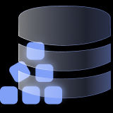 A database server and a cluster of blocks