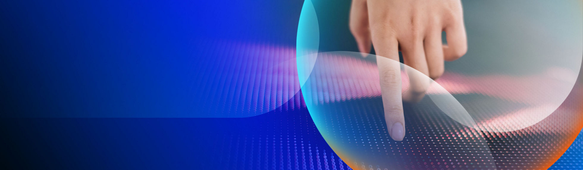 A hand touching an LED tech wall