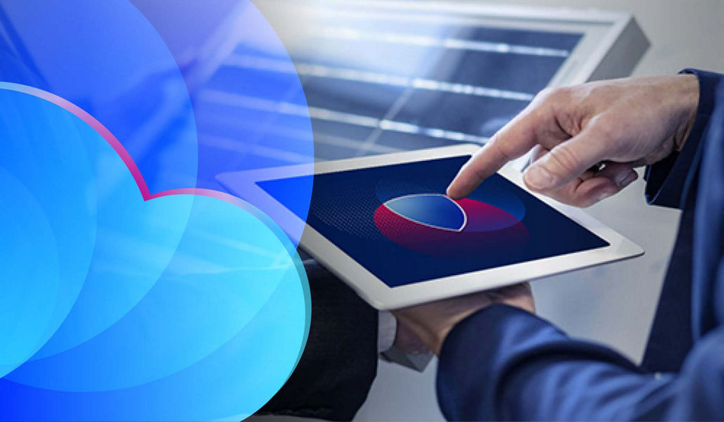 Hands holding a screen and an iPad with the cloud protect creatives