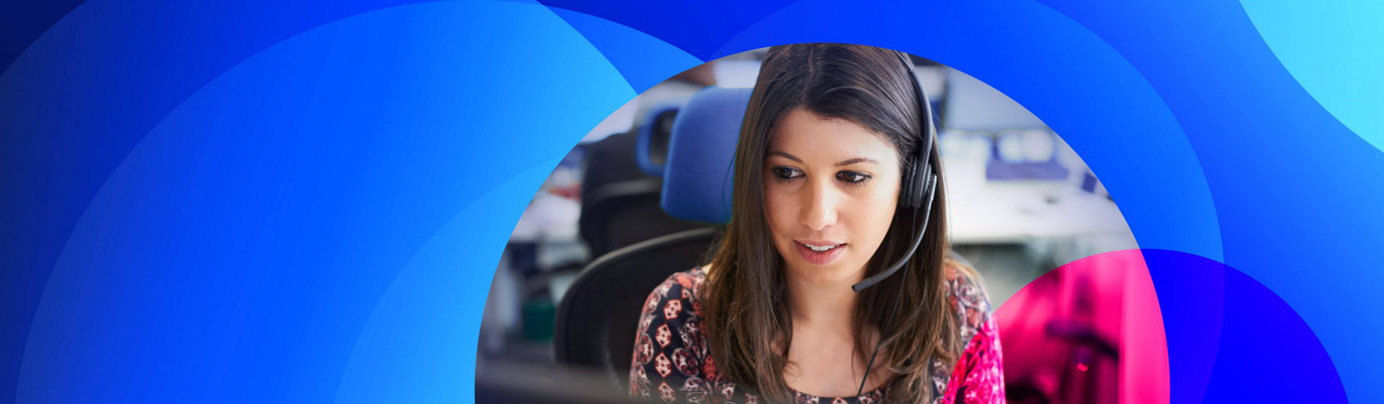 A female contact centre representative on a call with a customer