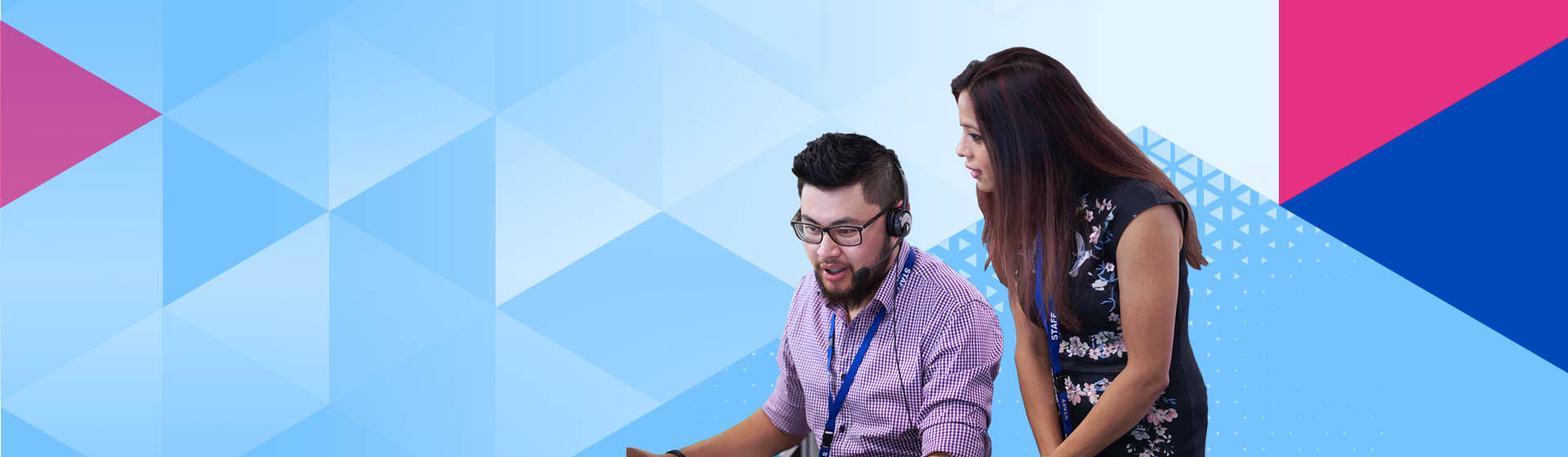 Two Datacom employees talking