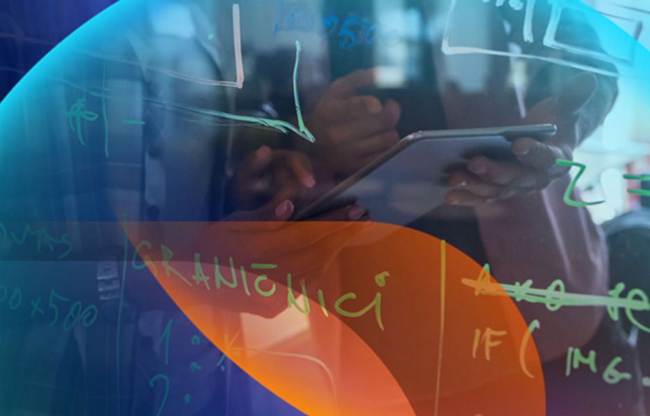 A glass wall with concept notes drawn over it