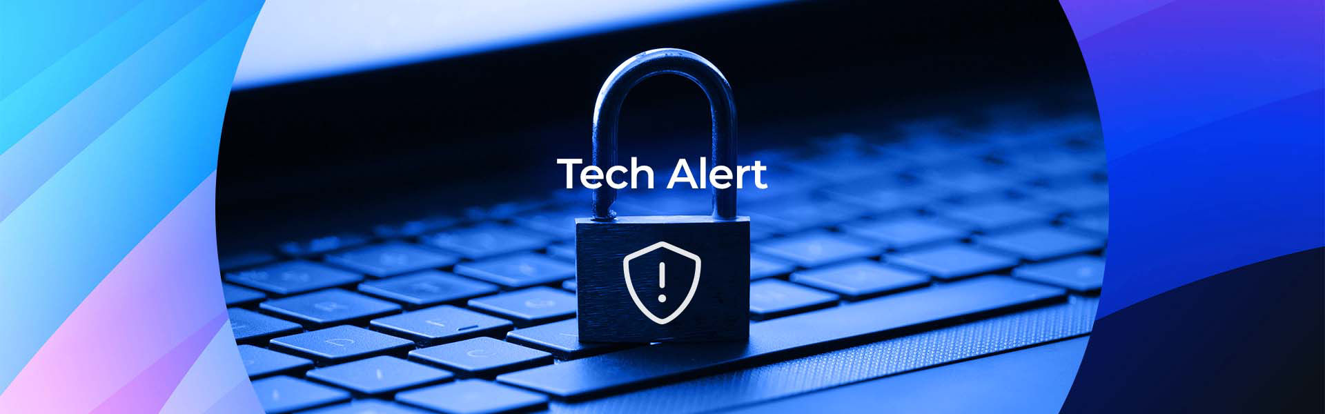 A lock on a laptop keyboard with an alert sign