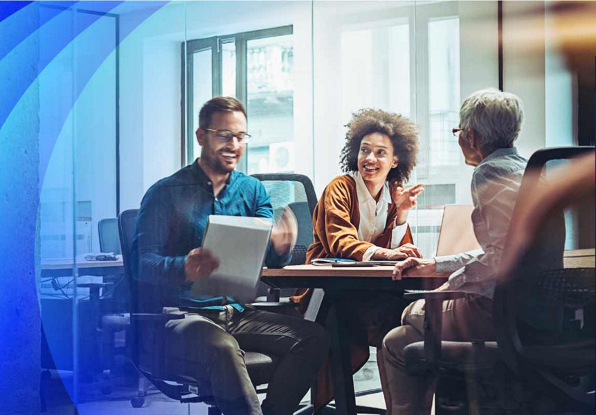 Two CX specialists meeting with a customer