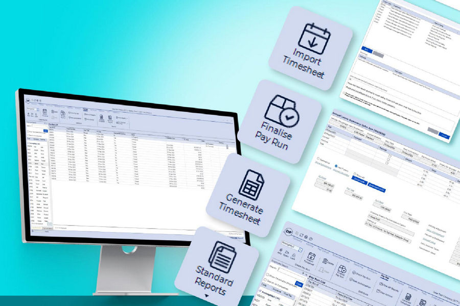 Image of a computer mockup and screengrabs overlay