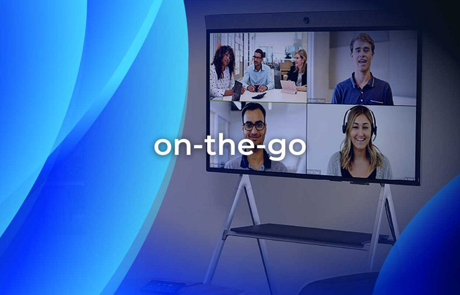 A digital collaboration screen in a meeting room
