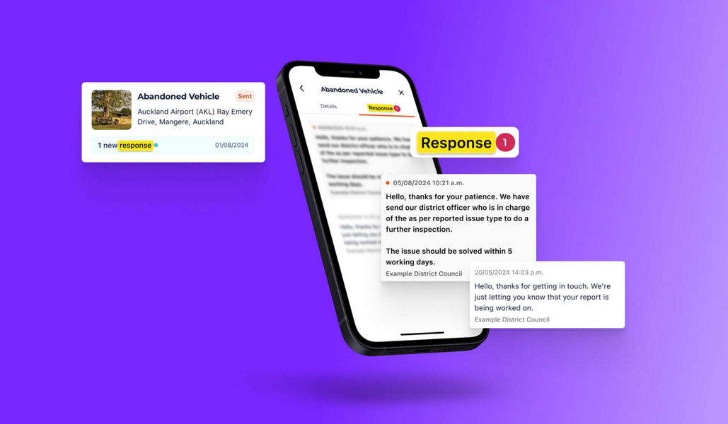 A screen mockup of council responses in the Datascape Antenno app