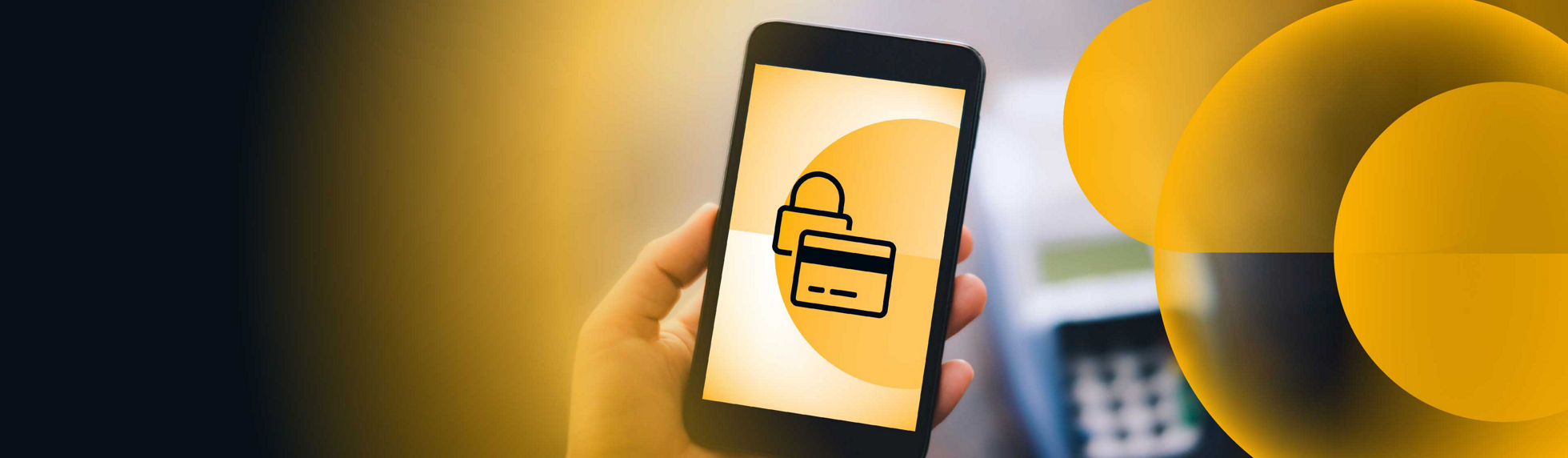 A phone screen with payment icons surrounded by Gateway artwork