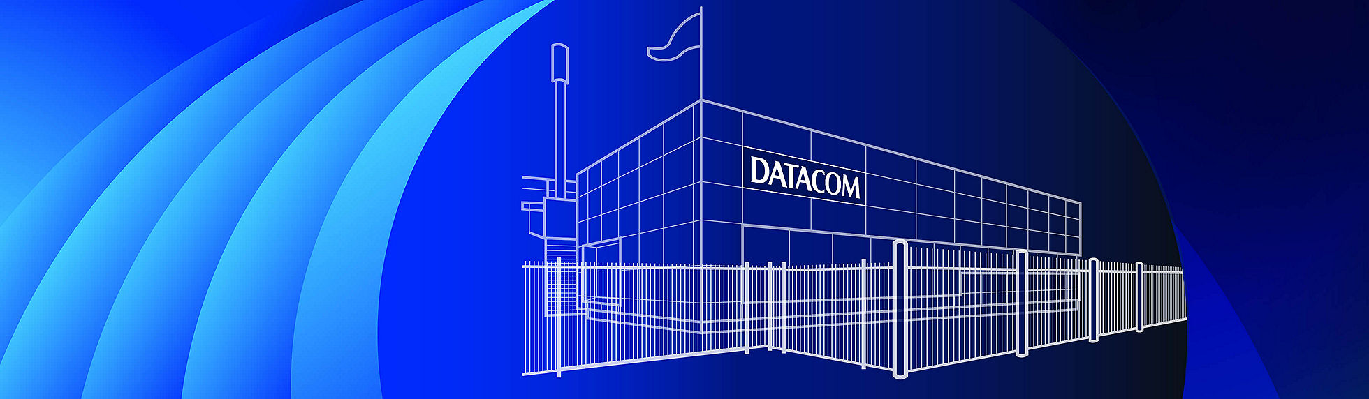 Line drawing of Datacom's Christchurch 'Gloucester' data centre