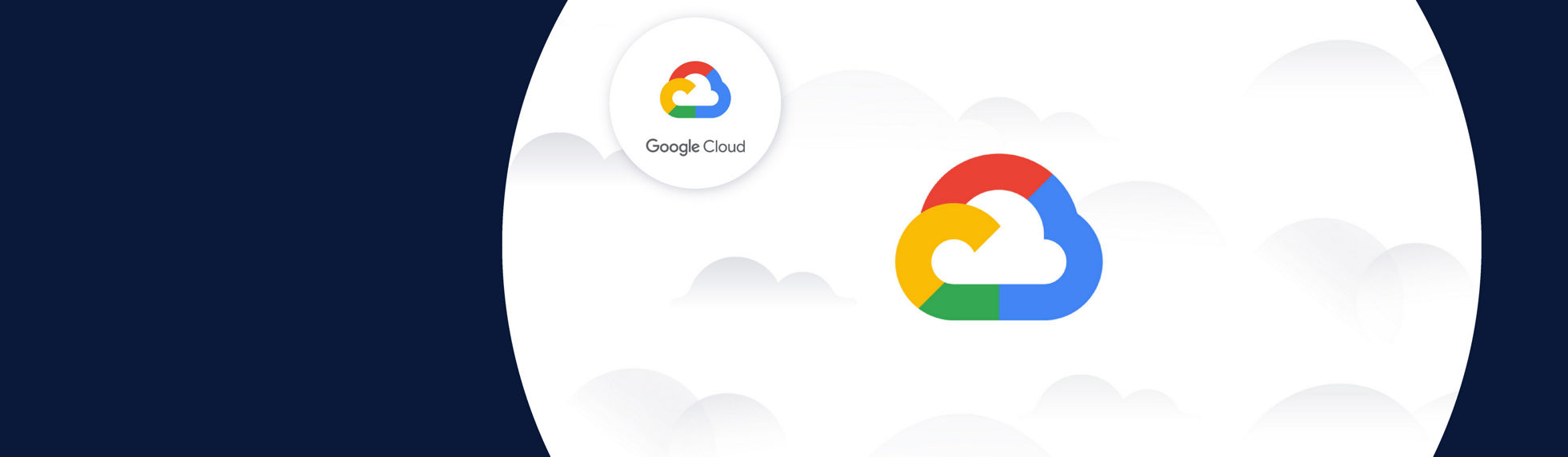 The Google Cloud icon amongst a white cloud background