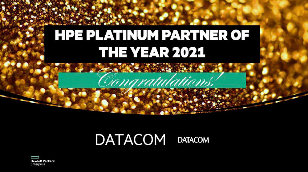 HPE Platinum Partner of the Year 2021 certificate