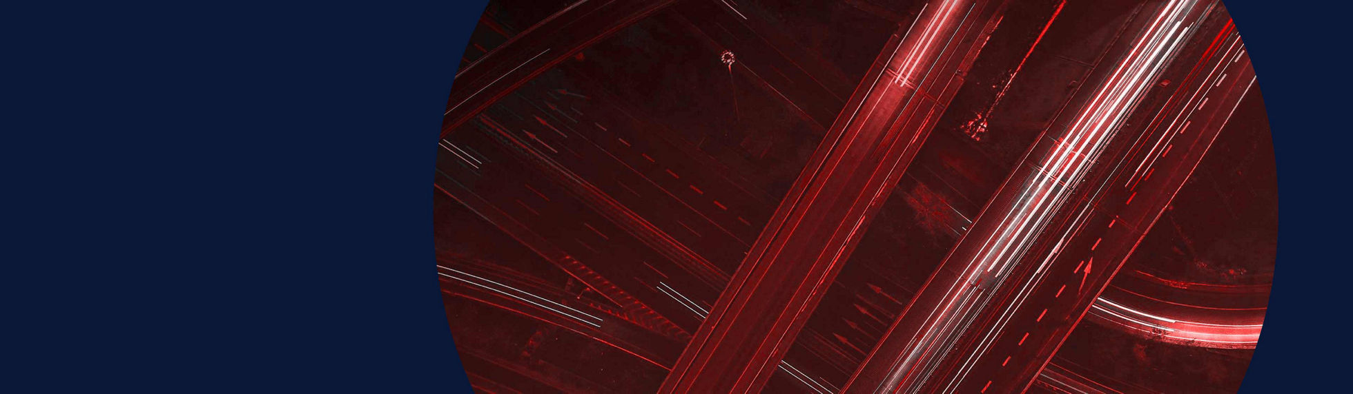 An abstract birds eye view of multiple road with light trails