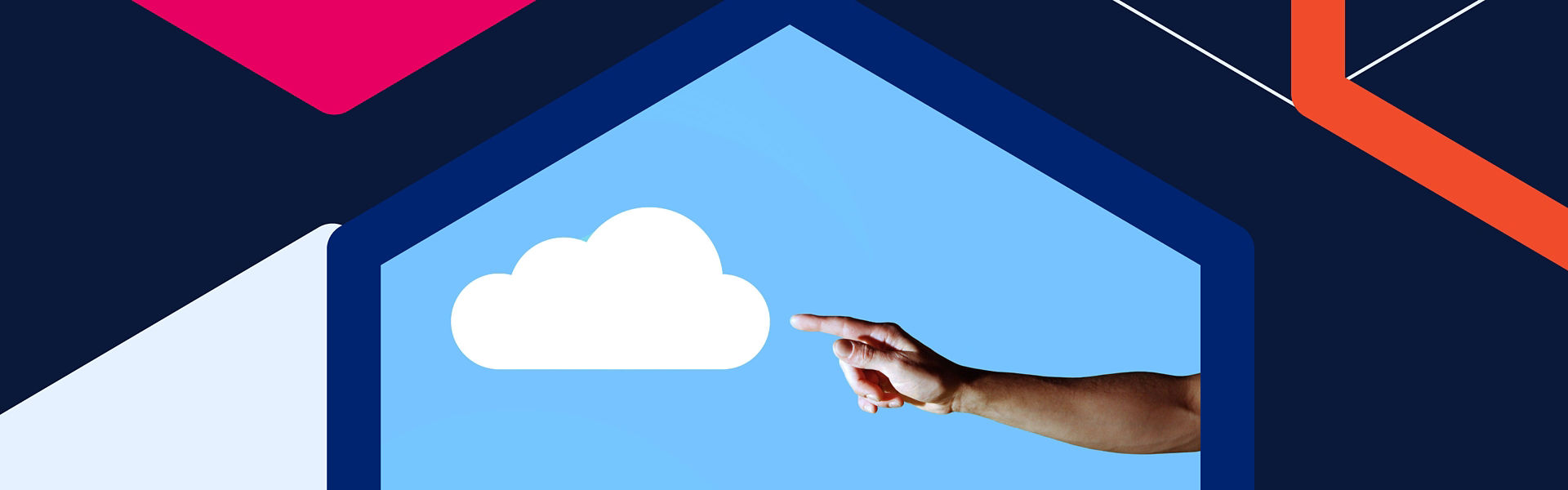 A finger touching a cloud