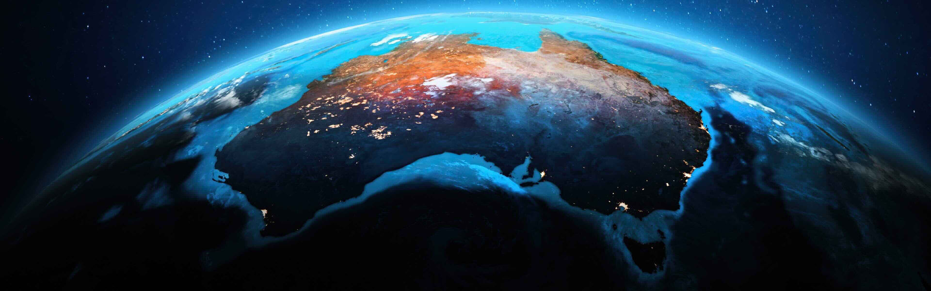 Globe showing Australia at night