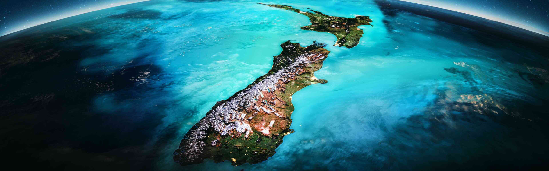 Globe showing New Zealand at night