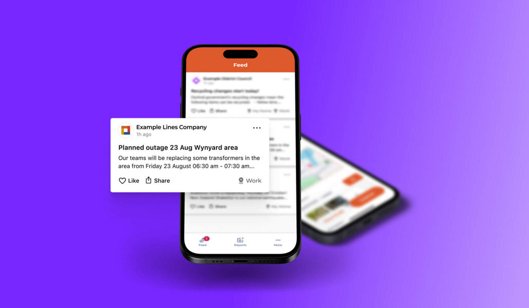 A screen mockup of location-specific notifications in the Datascape Antenno app