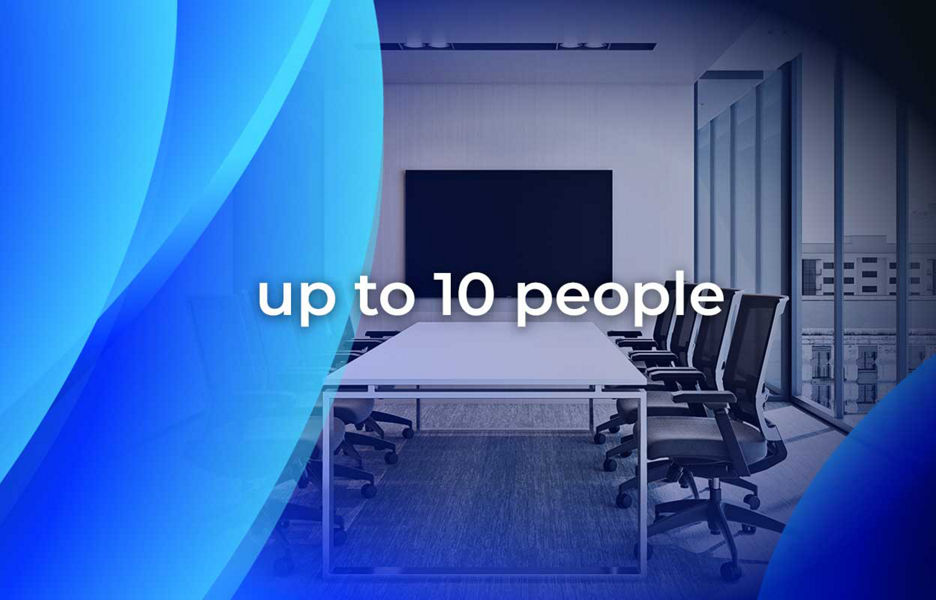 A meeting room intended for up to 10 people