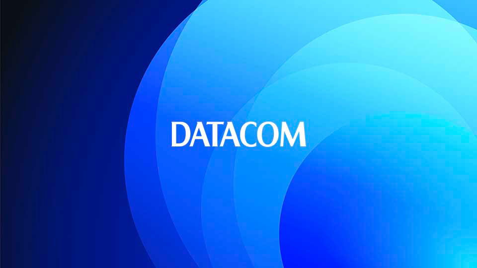 The Datacom logo surrounded by Datacom lens artwork