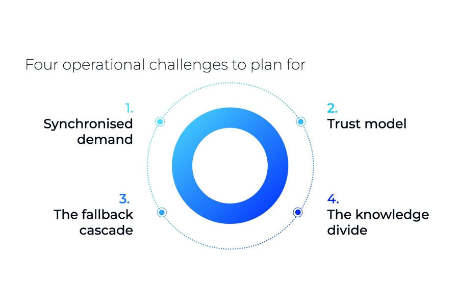 Graphic depicting four operational challenges in contact centres arising out of customer AI literacy.