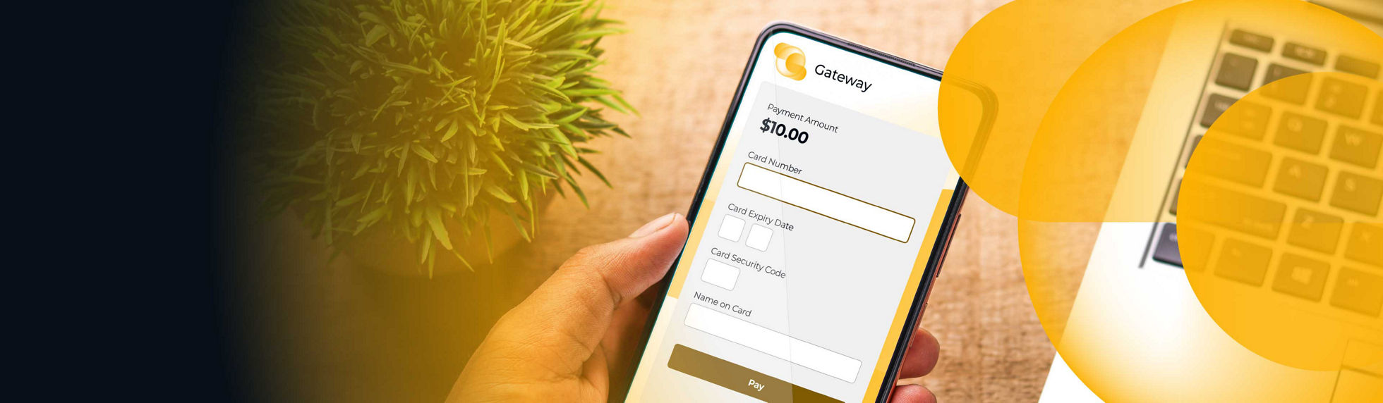 A phone with a Datacom Gateway branded payment page