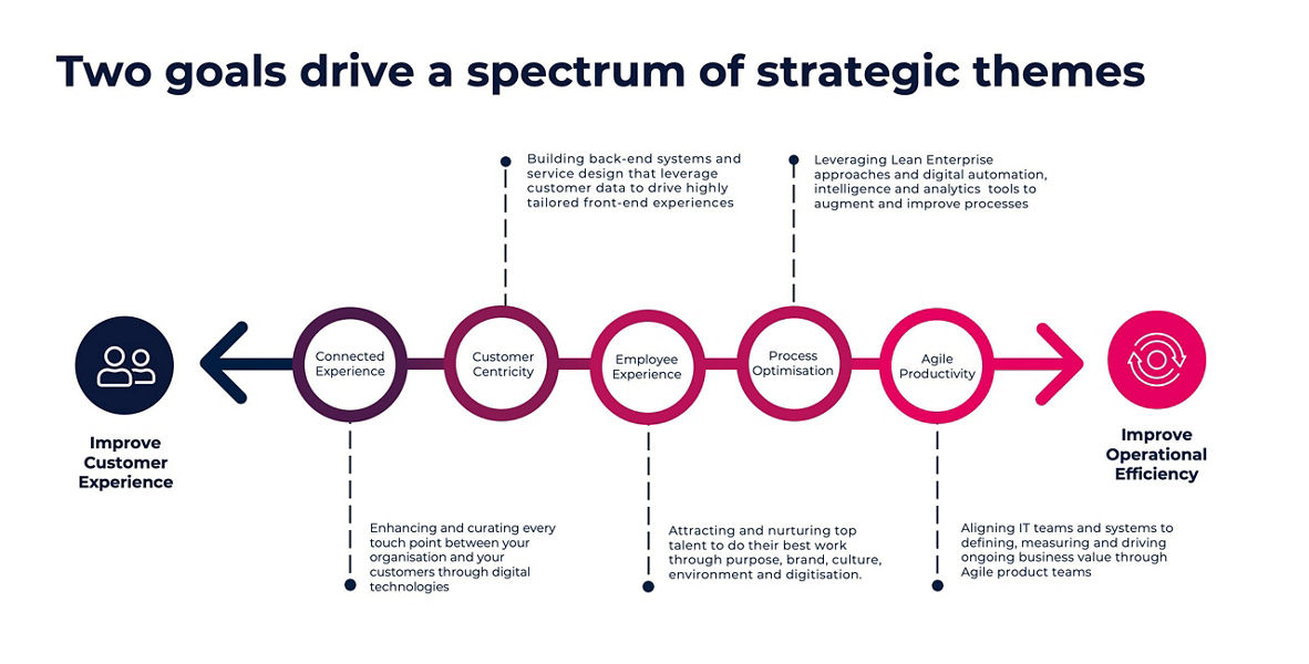 Two goals to drive a spectrum of strategic themes – ReFlex theme diagram