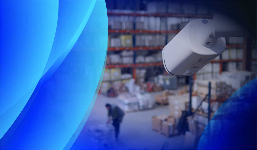 A security camera overseeing a warehouse