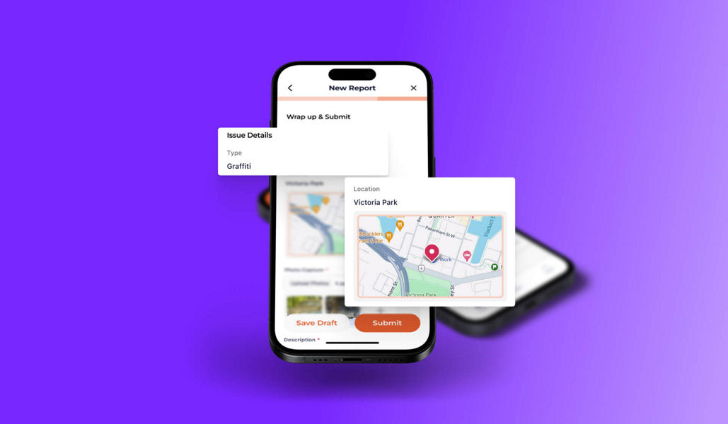 A screen mockup of self-service reporting in the Datascape Antenno app