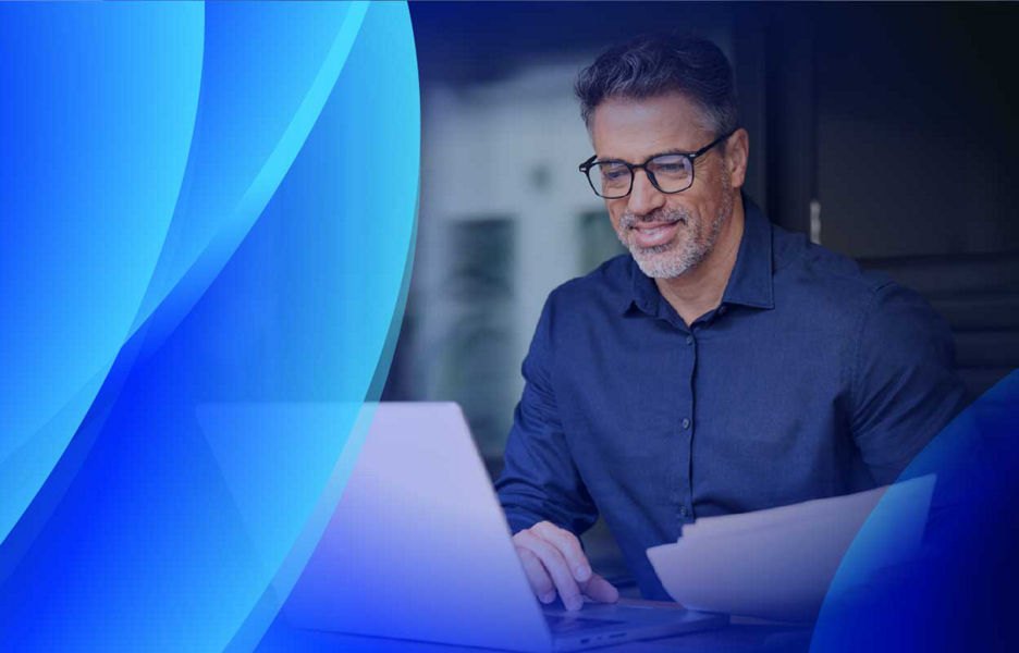 A man reviewing his company's software billing on a computer