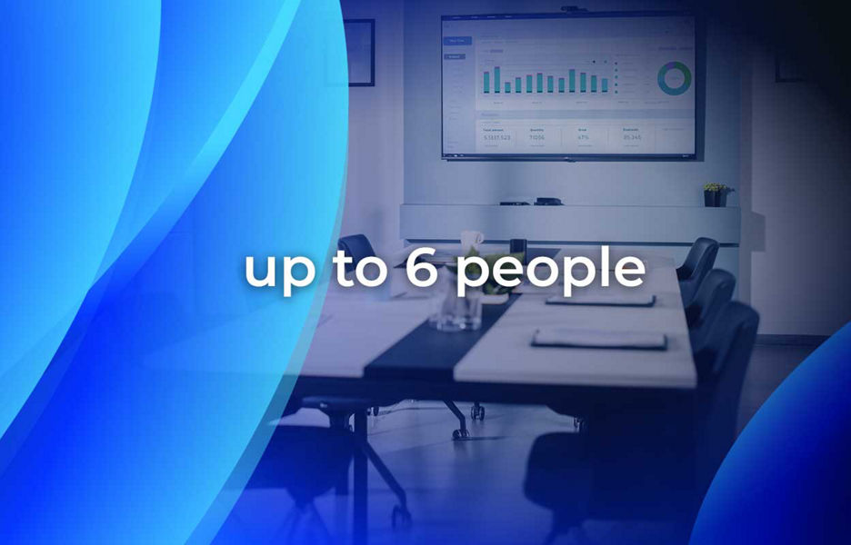 A small meeting room intended for up to 6 people