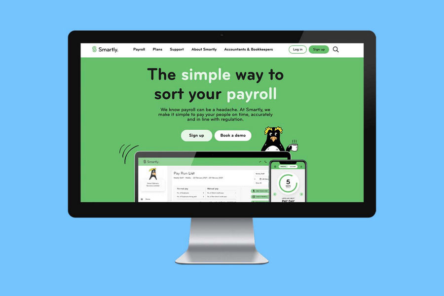 A screen mockup of the Smartly website