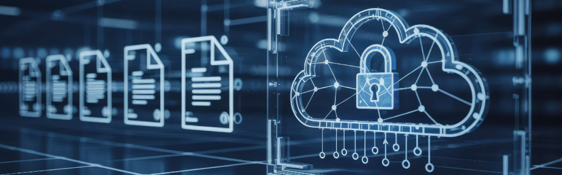 Floating icons related to cloud storage services