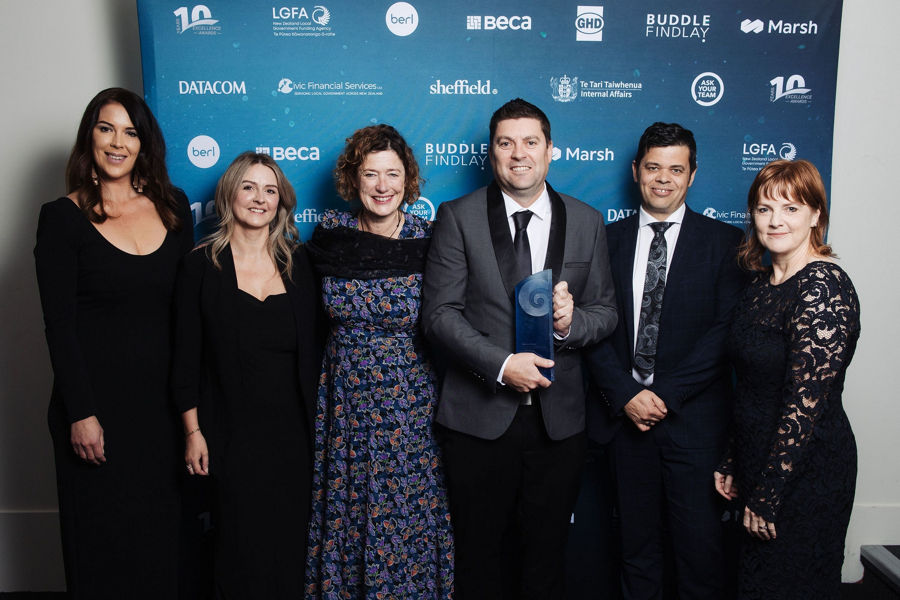 Datacom employees celebrating being named as the exclusive technology partner for the Taituarā Principal Partners programme