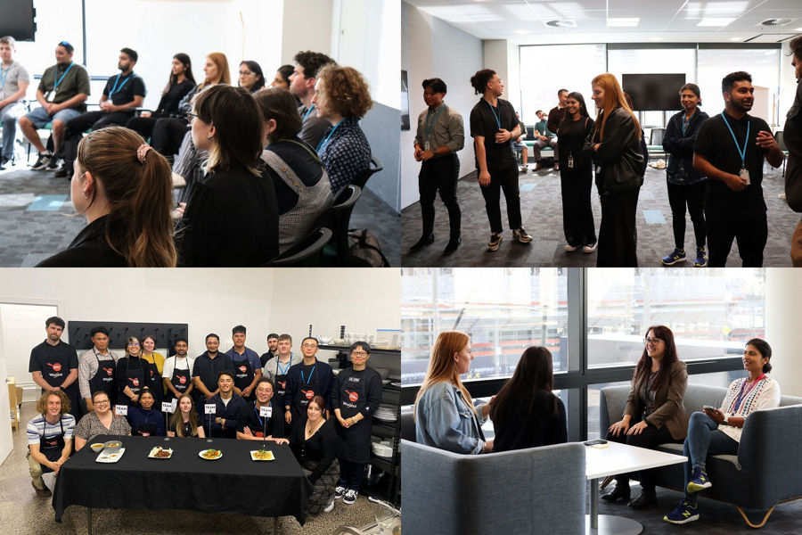Four different group shots from Talent Elevator week