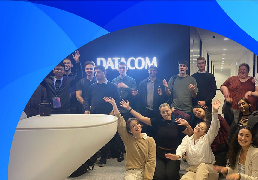 Happy early careers members posing in a group photo