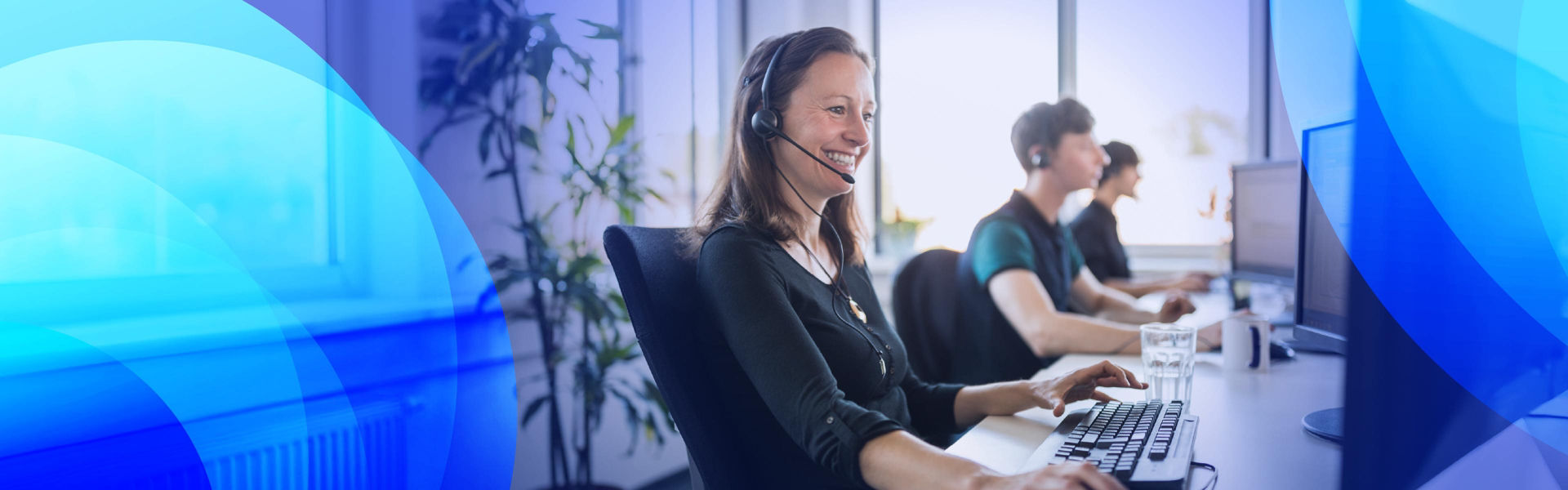 Banner image of woman working with lens overlay