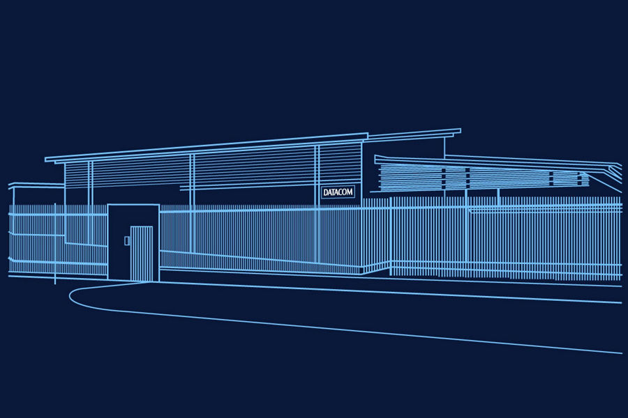 Data centre illustration in blue