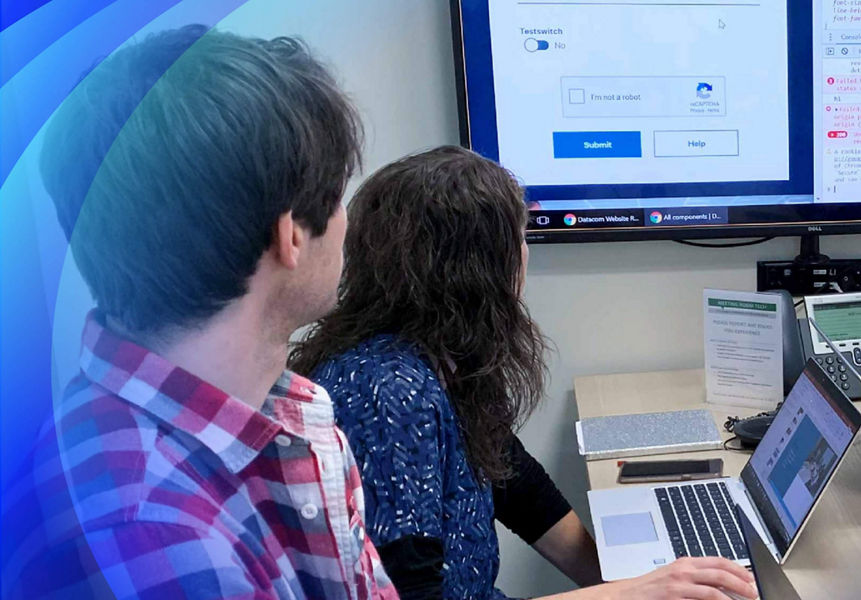 A project team working on building a website