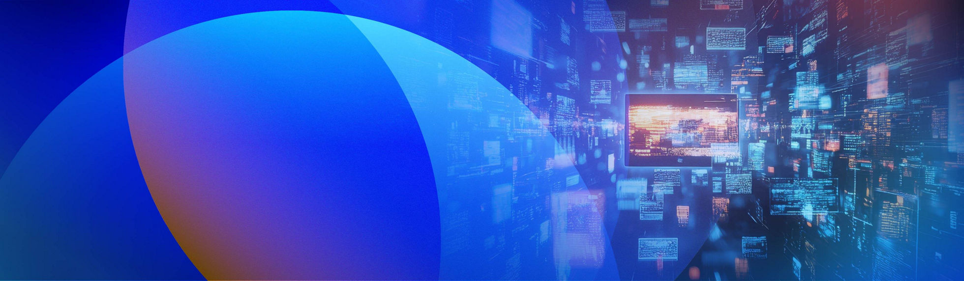 A cluster of webpages floating and flying around