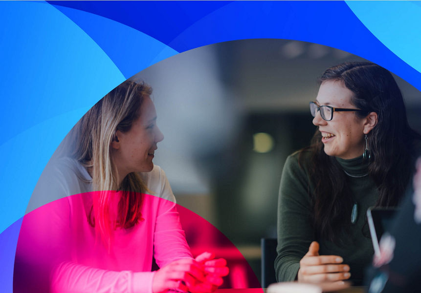 Two Datacom employees having a causal meeting