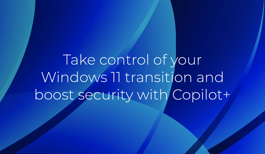 A blue Datacom banner with 'Take control of your Windows 11 transition'.