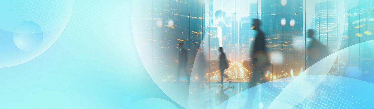 Silhouettes of business people walking in a city