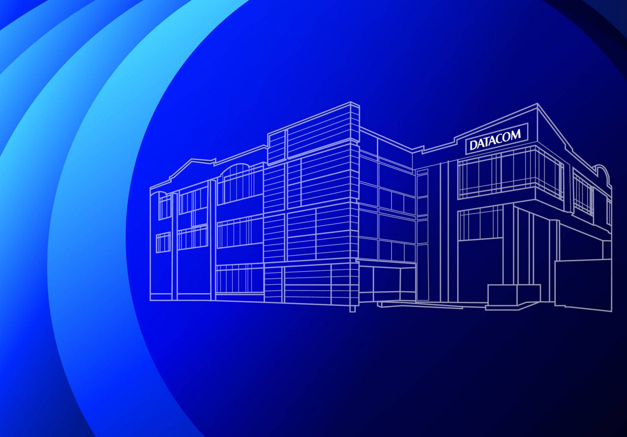 Line drawing of Datacom's Wellington 'Abel' data centre