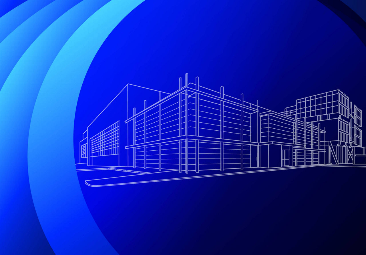 Line drawing of Datacom's Melbourne data centre